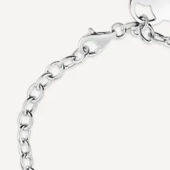 Sterling Silver Belcher Polished Heart Drop Bracelet