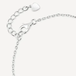 Sterling Silver Black Centre Cubic Zirconia Set Clover Petal Bracelet