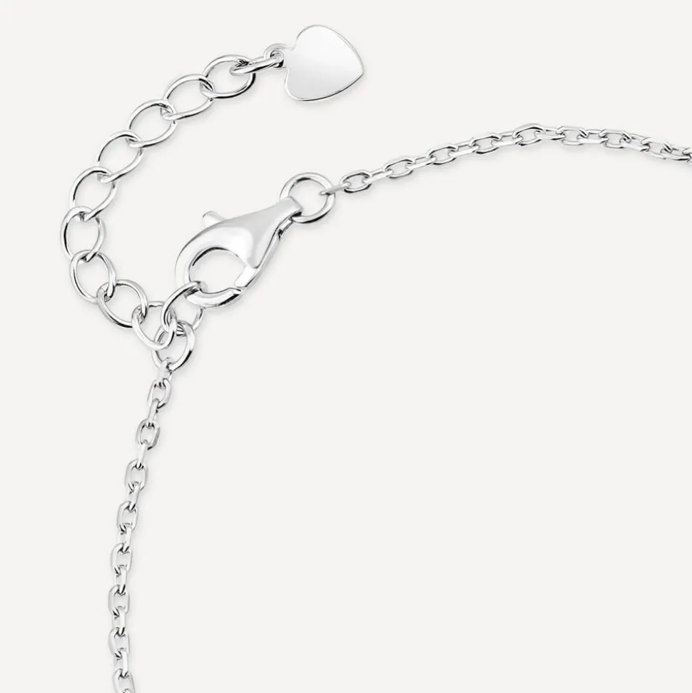 Sterling Silver Black Centre Cubic Zirconia Set Clover Petal Bracelet