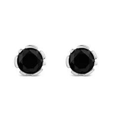 Sterling Silver Black Stone Stud Earrings