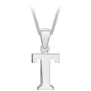 Sterling Silver Block Initial T Pendant (Chain Included)