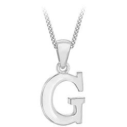 Sterling Silver Block Initial G Pendant (Chain Included)