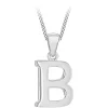 Sterling Silver Block Initial B Pendant (Chain Included)