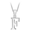 Sterling Silver Block Initial F Pendant (Chain Included)