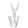 Sterling Silver Block Initial W Pendant (Chain Included)