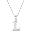 Sterling Silver Block Initial L Pendant (Chain Included)