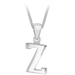 Sterling Silver Block Initial Z Pendant (Chain Included)