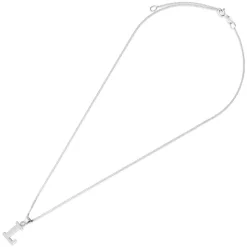 Sterling Silver Block Initial L Pendant (Chain Included)