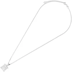 Sterling Silver Block Initial M Pendant (Chain Included)