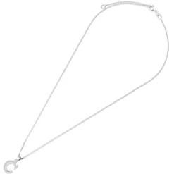 Sterling Silver Block Initial C Pendant (Chain Included)
