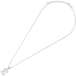 Sterling Silver Block Initial E Pendant (Chain Included)