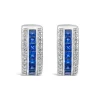 Sterling Silver Blue & White Cubic Zirconia Barrel Shaped Hoop Earrings