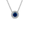 Sterling Silver Blue Centre Stone & Cubic Zirconia Halo Pendant