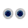 Sterling Silver Blue Centre Stone & Cubic Zirconia Halo Stud Earrings