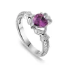 Sterling Silver Claddagh Birthstone February Cubic Zirconia Shoulder Set Ring