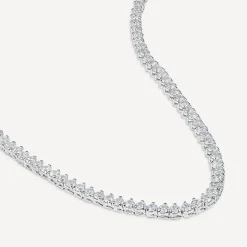 Sterling Silver Claw Set Cubic Zirconia Tennis Necklet