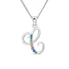 Sterling Silver Coloured Stone Set Initial C Pendant (Chain Included)