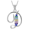 Sterling Silver Coloured Stone Set Initial D Pendant (Chain Included)