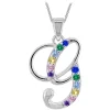 Sterling Silver Coloured Stone Set Initial G Pendant (Chain Included)