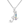 Sterling Silver Coloured Stone Set Initial A Pendant (Chain Included)