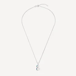 Sterling Silver Coloured Stone Set Initial E Pendant (Chain Included)