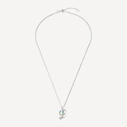 Sterling Silver Coloured Stone Set Initial L Pendant (Chain Included)