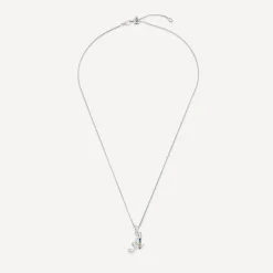 Sterling Silver Coloured Stone Set Initial A Pendant (Chain Included)