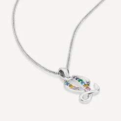 Sterling Silver Coloured Stone Set Initial L Pendant (Chain Included)
