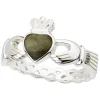 Sterling Silver Connemara Marble Claddagh Weave Ring