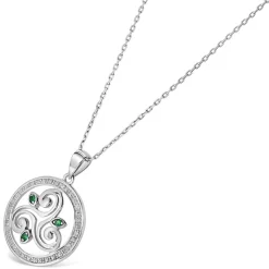 Sterling Silver Crystal Green Celtic Spiral Triskele Pendant