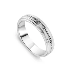 Sterling Silver 0.002ct Diamond Set & Bead Lined Centre Ring