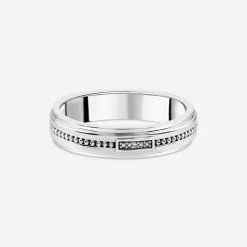 Sterling Silver 0.002ct Diamond Set & Bead Lined Centre Ring