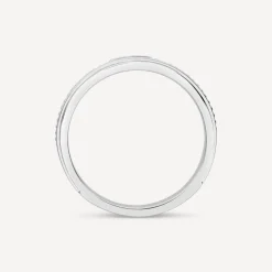 Sterling Silver 0.002ct Diamond Set & Bead Lined Centre Ring