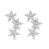 Sterling Silver Cubic Zirconia Flower Climber Stud Earrings