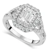Sterling Silver Cubic Zirconia Double Halo & Sides Ring