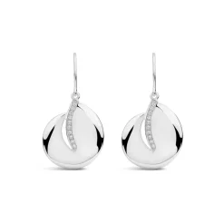 Sterling Silver Cubic Zirconia Open Double Loop Drop Earrings