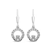 Sterling Silver Cubic Zirconia Claddagh Drop Earrings