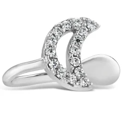 Sterling Silver Cubic Zircona Moon Single Cuff Earring
