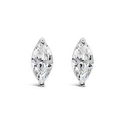Sterling Silver Cubic Zirconia Marquise Stud Earrings