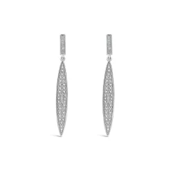 Sterling Silver Cubic Zirconia Spear Shaped Drop Earrings