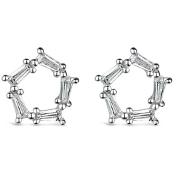 Sterling Silver Cubic Zirconia Open Circle Studs