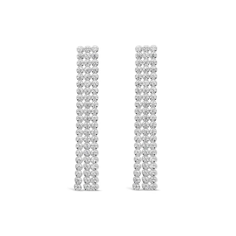 Sterling Silver Cubic Zirconia Tennis Drop Earrings