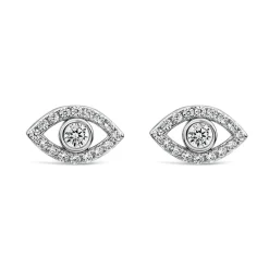 Sterling Silver Cubic Zirconia Protective Eye Stud Earrings