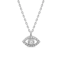 Sterling Silver Cubic Zirconia Set Protective Eye Pendant