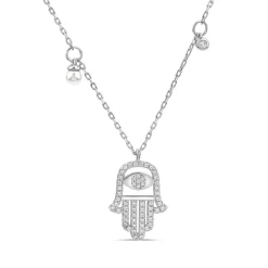 Sterling Silver Cubic Zirconia Hand of Fatima Pendant