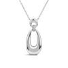 Sterling Silver Cubic Zirconia Set Open Polished Oval Pendant