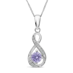 Sterling Silver Cubic Zirconia June Birthstone Infinity Pendant