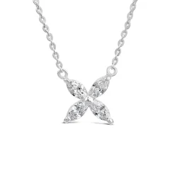 Sterling Silver Cubic Zirconia Kiss Pendant Hammock Necklet