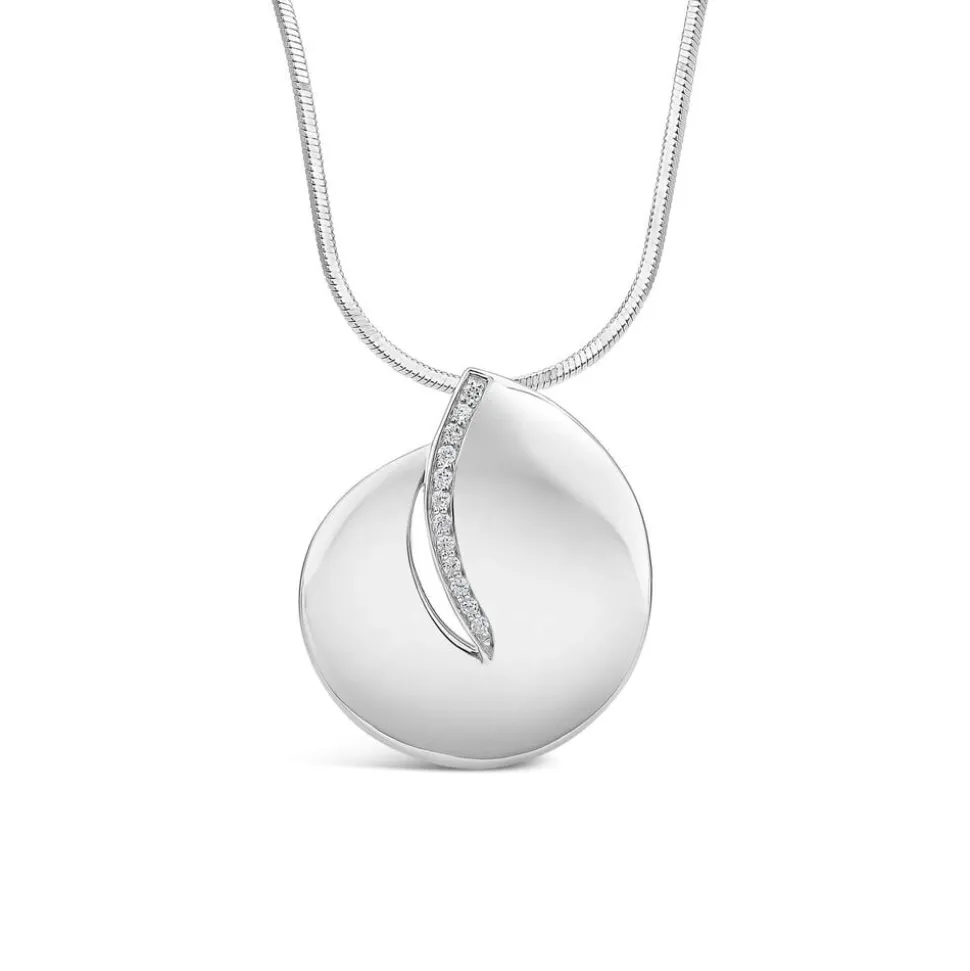 Sterling Silver Cubic Zirconia Open Round Disc Pendant