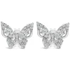 Sterling Silver Cubic Zirconia Setting Butterfly Studs